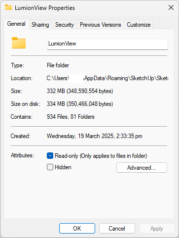 LiveSync with View will instlall approx 334MB of files in aapData-Roaming.png