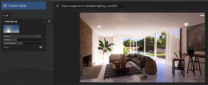 1b. RT - Preview - Spotlight light seen asLit-some Lumes 2200