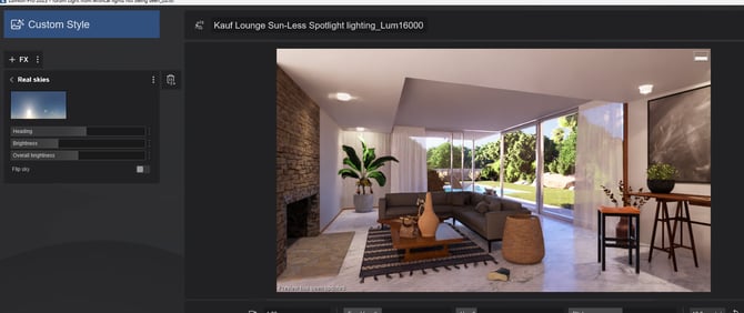 4b. RT - Preview - Spotlight light seen someStrongerLighting Lumens 16000 No direct Sun in roo..