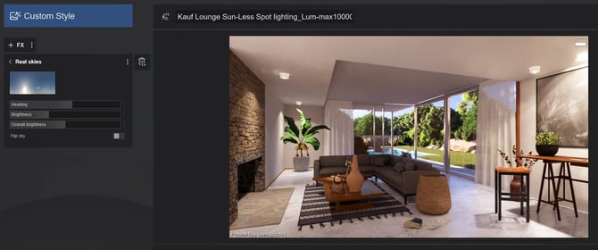 6b. RT - Preview - Spotlight light well seen with umbras Lumens max100000 No direct Sun Less i..