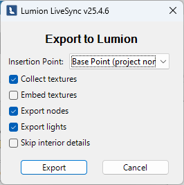 Export to DAE LiveSync 25.4.6 Settings - expanded options