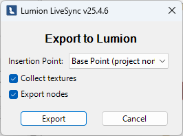 Export to DAE LiveSync 25.4.6 Settings - options-nonExpanded