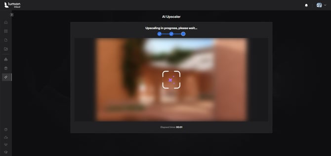 LCloud AIUpscaler _Steps Upload workflows S2 Uploaded file and Options to Upscale _Upscaling
