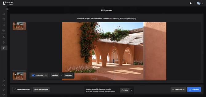 LCloud AIUpscaler _Upscaling Successful - choose to Compare