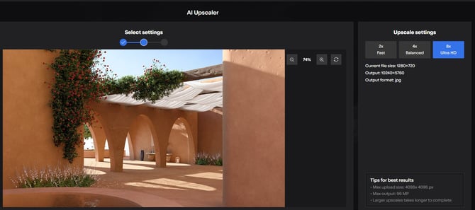 Source size for an 8x Ultra HD - 1280x720 max