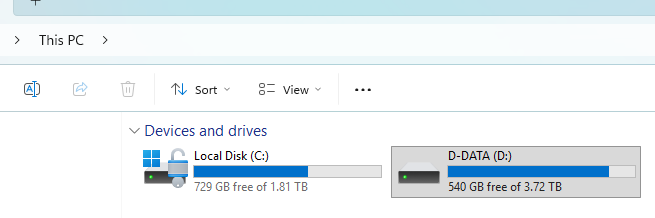This PC File space in use
