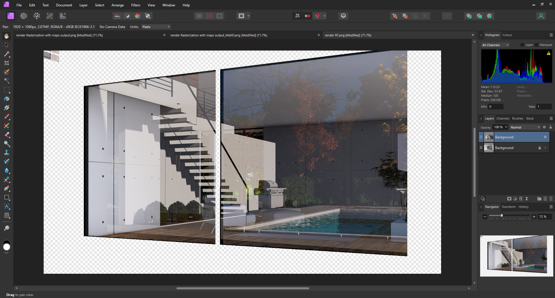 paste in the selection fomr the Rasterization render_layer.jpg
